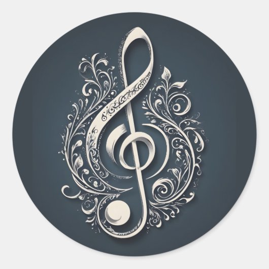 Muzikale noot ronde sticker (Voorkant)