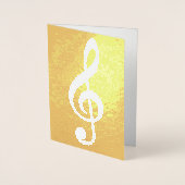 Muzikale noot / treble sleutel op goud folie kaarten (Voorkant)