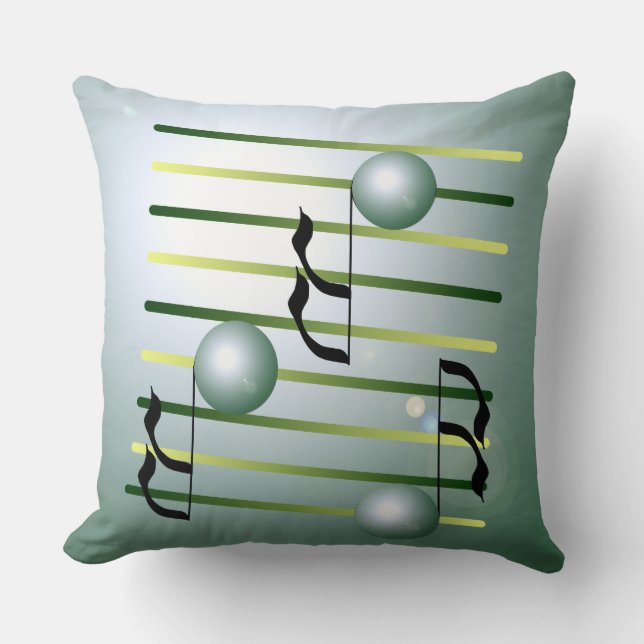 Muzikale Nota's Musico Muziekthemed Designer Pillo Kussen (Voorkant)