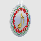 Muzikale Note Goud kijken in Rode Groene Krans Ornament (voorkant)