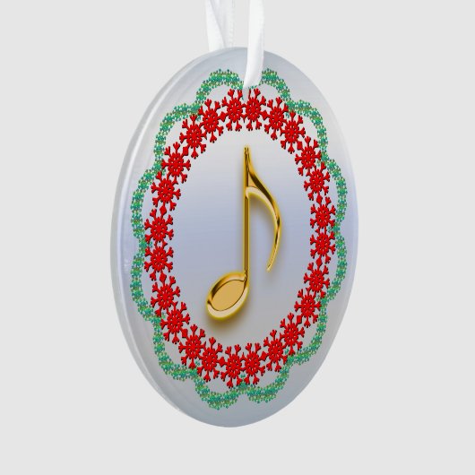 Muzikale Note Goud kijken in Rode Groene Krans Ornament (voorkant)