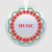 Muzikale Note Goud kijken in Rode Groene Krans Ornament (achterkant)