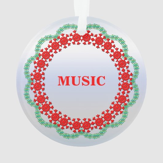 Muzikale Note Goud kijken in Rode Groene Krans Ornament (achterkant)