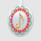 Muzikale Note Goud kijken in Rode Groene Krans Ornament (voorkant)