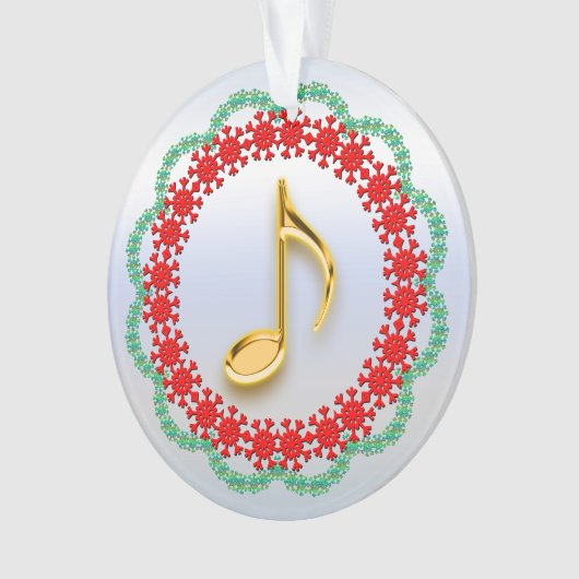 Muzikale Note Goud kijken in Rode Groene Krans Ornament (voorkant)