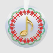 Muzikale Note Goud kijken in Rode Groene Krans Ornament (voorkant)