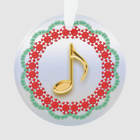 Muzikale Note Goud kijken in Rode Groene Krans Ornament (voorkant)