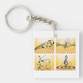Muzikale Noten Barsten Abstract Sleutelhanger (voorkant)