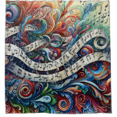 Muzikale noten Graffiti Douchegordijn (Voorkant)