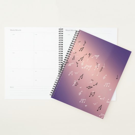 Muzikale noten in de Moonlight lavendel Planner (Display)