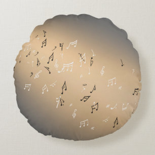 Muzikale noten in het maanlicht Golden Brown Rond Kussen