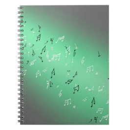 Muzikale noten in het maanlicht groen notitieboek