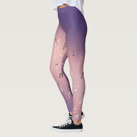 Muzikale noten in het maanlicht roze paarse leggings (Links)