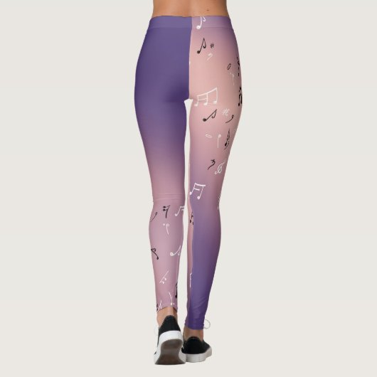 Muzikale noten in het maanlicht roze paarse leggings (Achterkant)