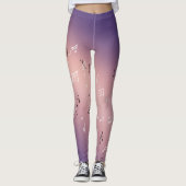 Muzikale noten in het maanlicht roze paarse leggings (Voorkant)