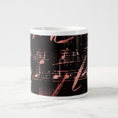 Muzikale noten in Roos Gouden Jumbo Keramische Lat Grote Koffiekop (Voorkant)