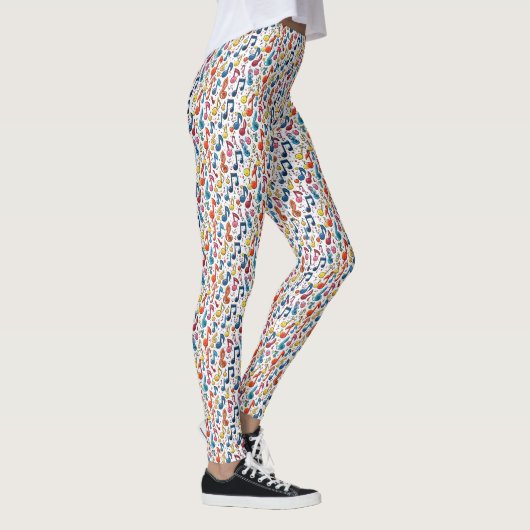 Muzikale noten Kawaii Art Design Leggings (Rechts)