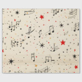 Muzikale noten Kerst inpakpapier (Vlak)