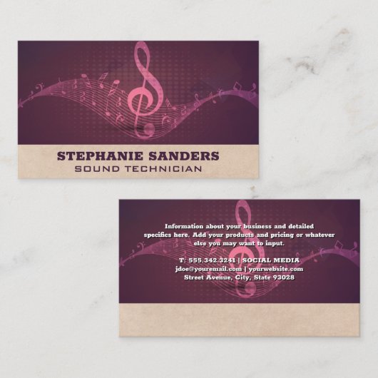 Muzikale noten | klank visitekaartje (Voorkant / Achterkant)