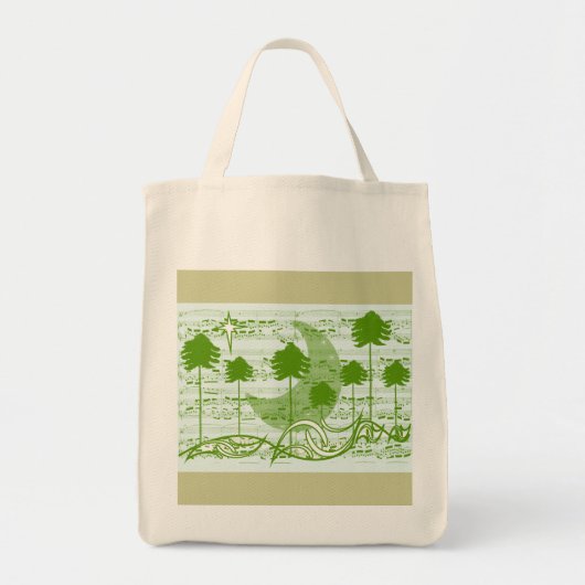 Muzikale noten Maan en groene bomen Tote Bag (Voorkant)