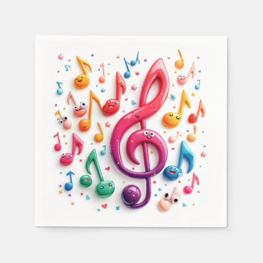 Muzikale noten met oogbollen servet (Voorkant)