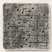 Muzikale noten op donkere houtskooltextuur bier onderzetter (Voorkant)