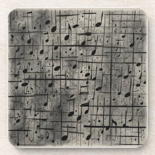 Muzikale noten op donkere houtskooltextuur bier onderzetter (Voorkant)
