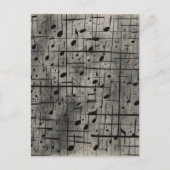 Muzikale noten op donkere houtskooltextuur briefkaart (Voorkant)