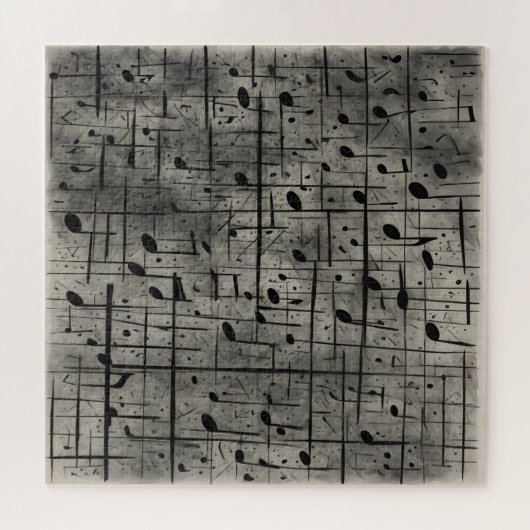 Muzikale noten op donkere houtskooltextuur legpuzzel (Horizontaal)