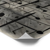 Muzikale noten op donkere houtskooltextuur poster (Hoek)