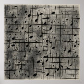 Muzikale noten op donkere houtskooltextuur poster (Voorkant)