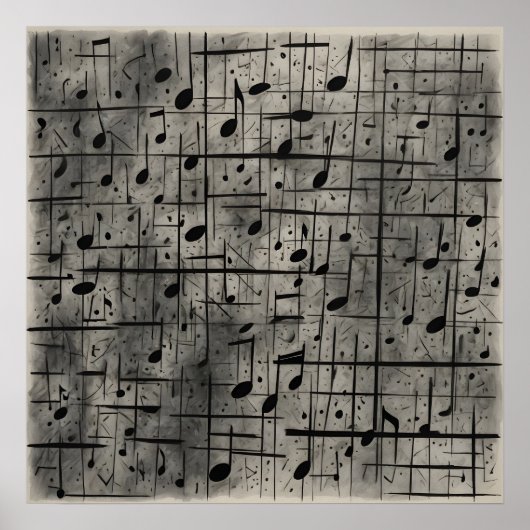 Muzikale noten op donkere houtskooltextuur poster (Voorkant)