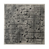 Muzikale noten op donkere houtskooltextuur tegeltje (Voorkant)