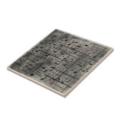 Muzikale noten op donkere houtskooltextuur tegeltje (Zijkant)