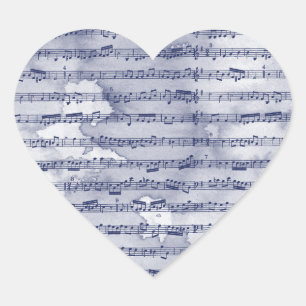 Muzikale noten waterverf hart sticker