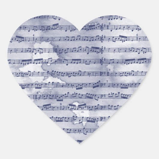 Muzikale noten waterverf hart sticker (Voorkant)
