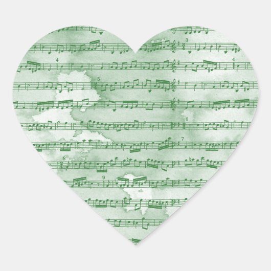Muzikale noten waterverf hart sticker (Voorkant)