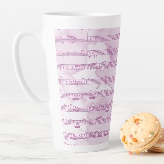 Muzikale noten waterverf latte mok (In situ)