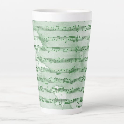 Muzikale noten waterverf latte mok (Voorkant)