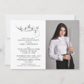 Muzikale noten Zwart & Wit Foto Afstuderen Kaart (Voorkant)