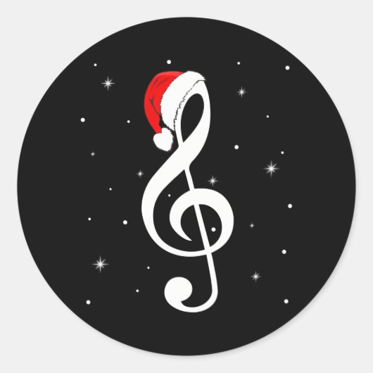 Muzikale notitie Santa Hat Muziek Liefhebber Merry Ronde Sticker (Voorkant)