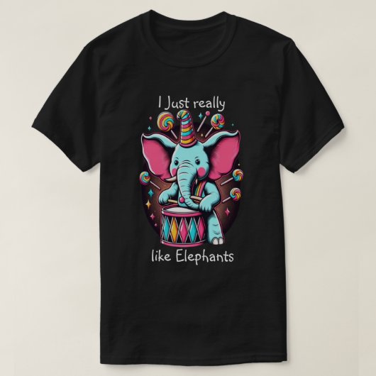 Muzikale Pachyderm Ik hou echt van olifanten T-shirt (Design voorkant)
