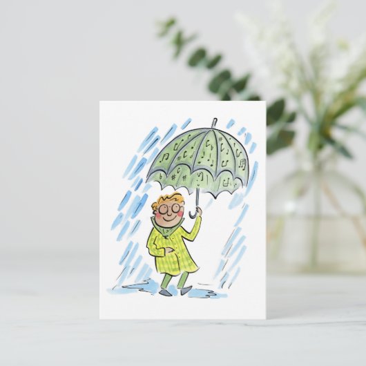 Muzikale paraplu briefkaart (Staand voorkant)