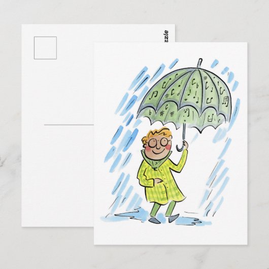 Muzikale paraplu briefkaart (Voorkant / Achterkant)