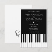 Muzikale piano zwart-wit Bruiloft Kaart (Voorkant / Achterkant)