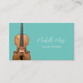 Muzikale QR-code Vioolleraar Blauwgroen Groen Visitekaartje (Voorkant)