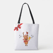Muzikale Rendier & Kerstboom Tweezijdig Tote Bag (Achterkant)