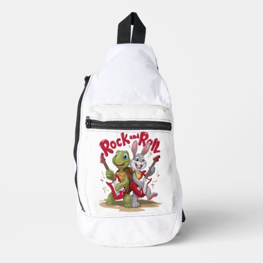 Muzikale Reptiel en Hare Rock Out Roll Sling Bag (Voorkant)
