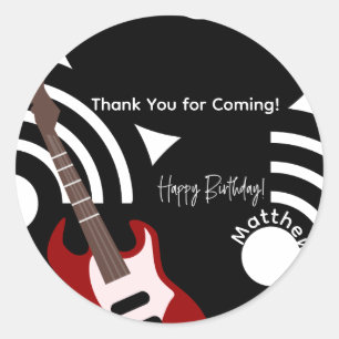 Muzikale Rockster Elektrische Gitaar Verjaardag Ronde Sticker