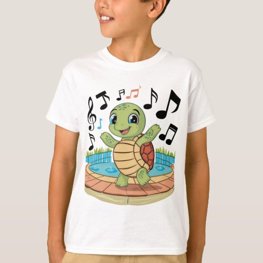 Muzikale schildpad met microfoon t-shirt (Voorkant)
